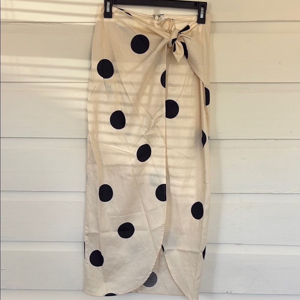 Polka Dot Wrap Skirt - Cream and Black